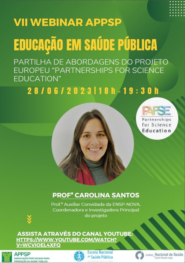 Poster for Webinar: “Public health education – sharing approaches of PAFSE project”