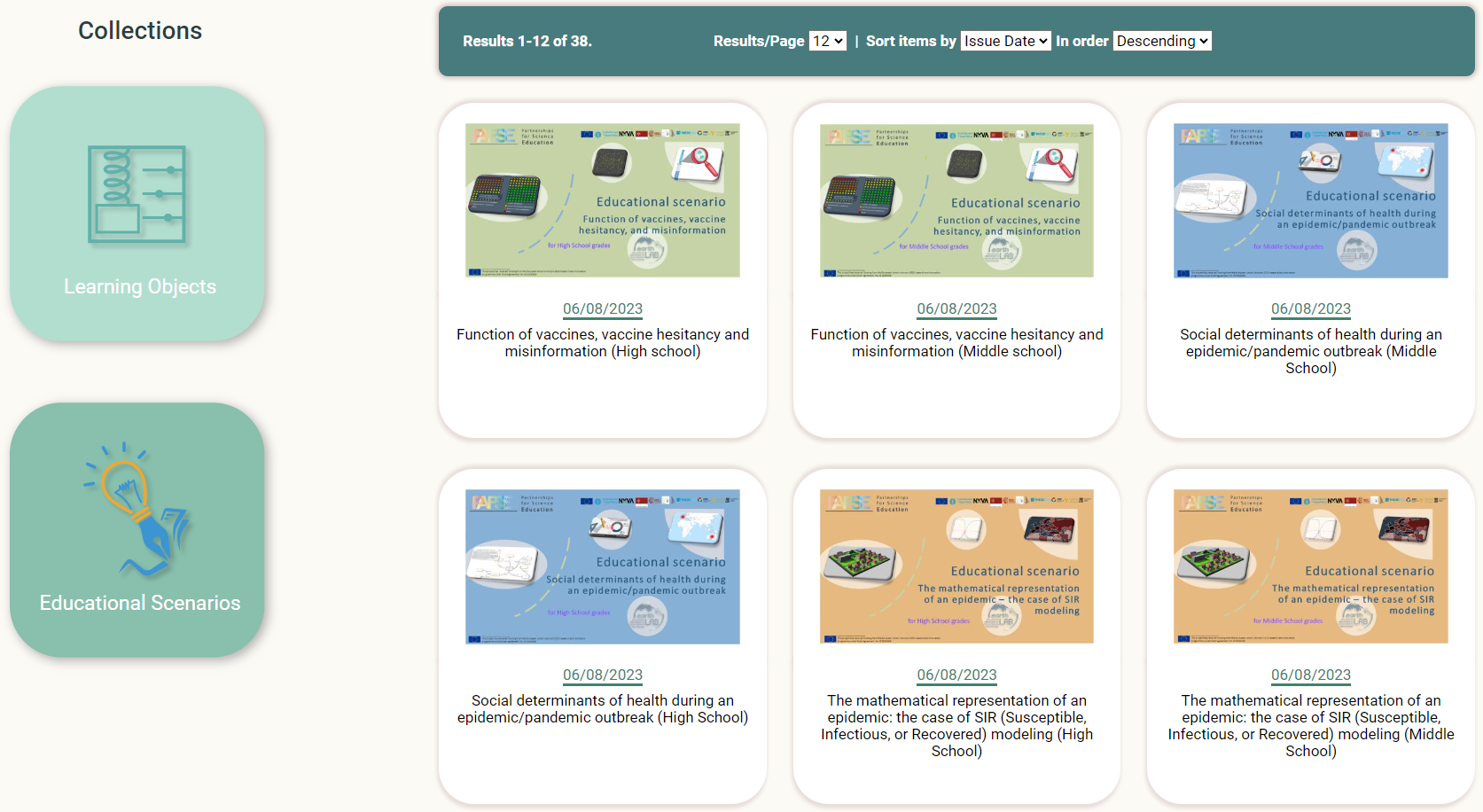 Screenshot from new versions of PAFSE educational scenarios